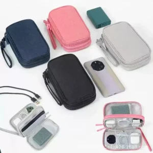 EVA organizer pouch in black and navy blue Oxford fabric