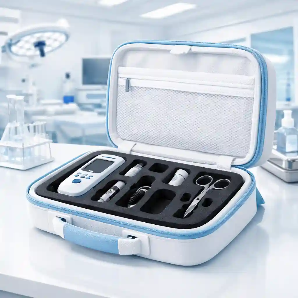 A professional custom medical EVA case with high-density EVA foam insert, designed as a protective medical bag and medical box for surgical instruments in a sterile clinical environment.