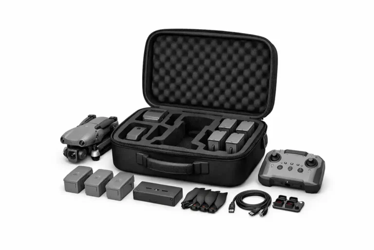 Professional custom EVA drone storage case with DJI professional drone, batteries, remote controller, and accessories