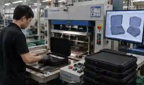 OEM manufacturing process of custom EVA tool storage bags.