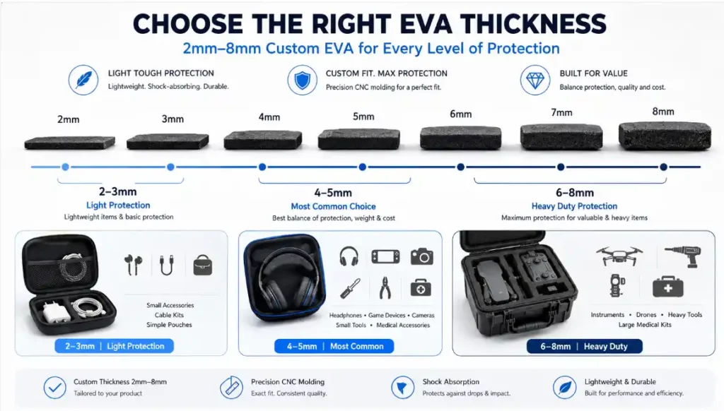 2mm to 8mm EVA thickness comparison for protective cases